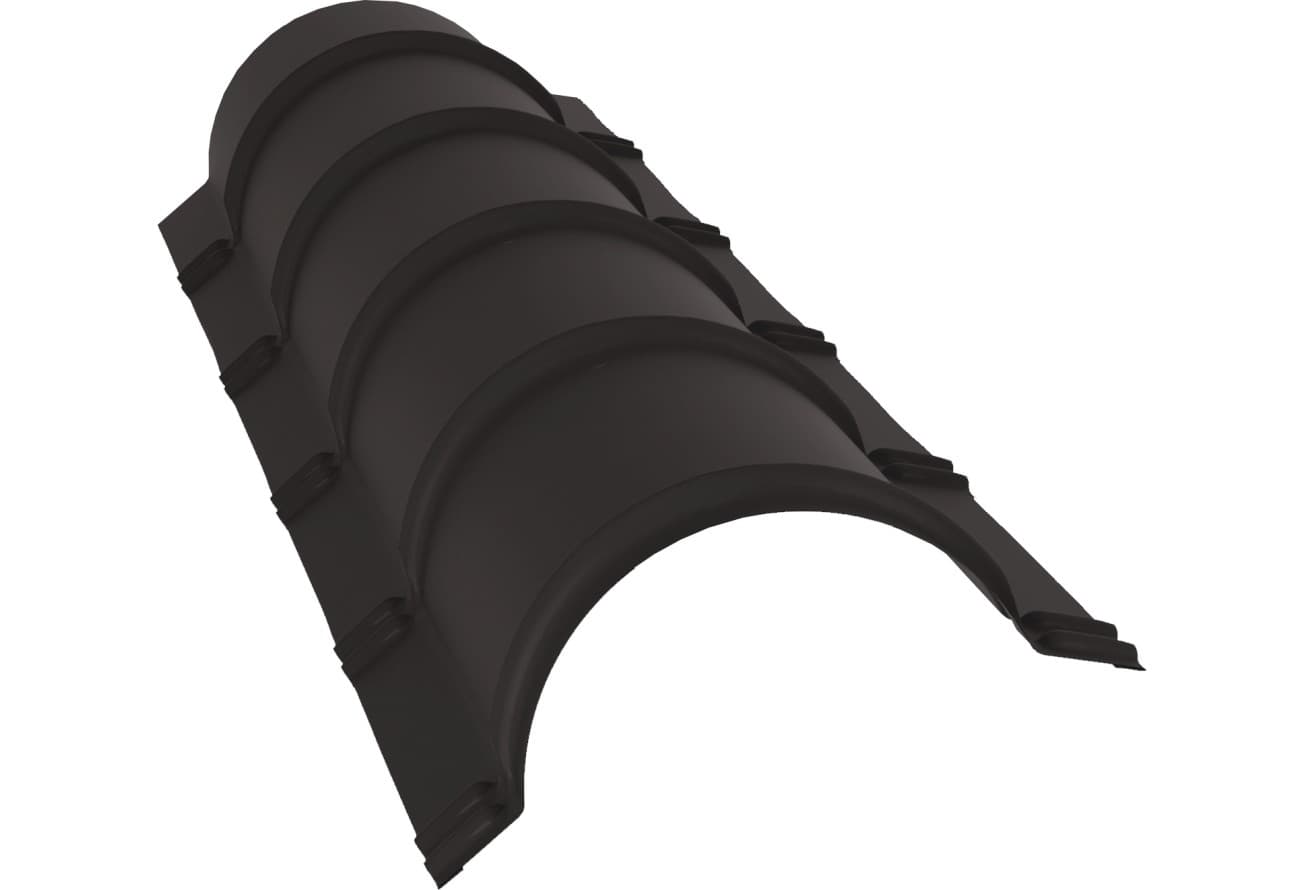 Планка конька полукруглого Grand Line 0,45 Drap СТ RR 32 темно-коричневый (1,97м)