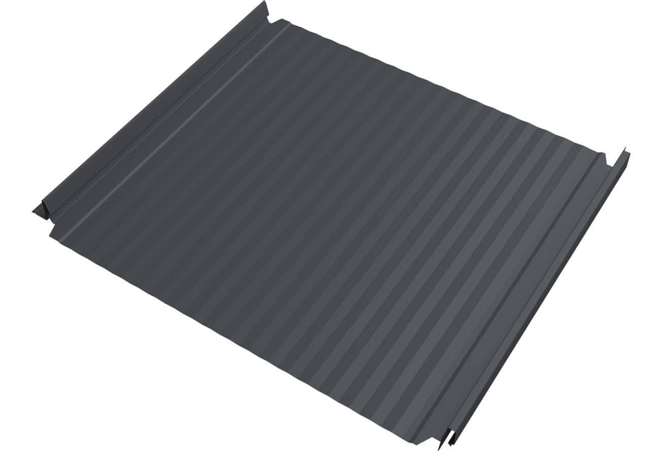 Кликфальц Double Pro Гофр Grand Line 0,5 Атлас с пленкой на замках RAL 7024 мокрый асфальт