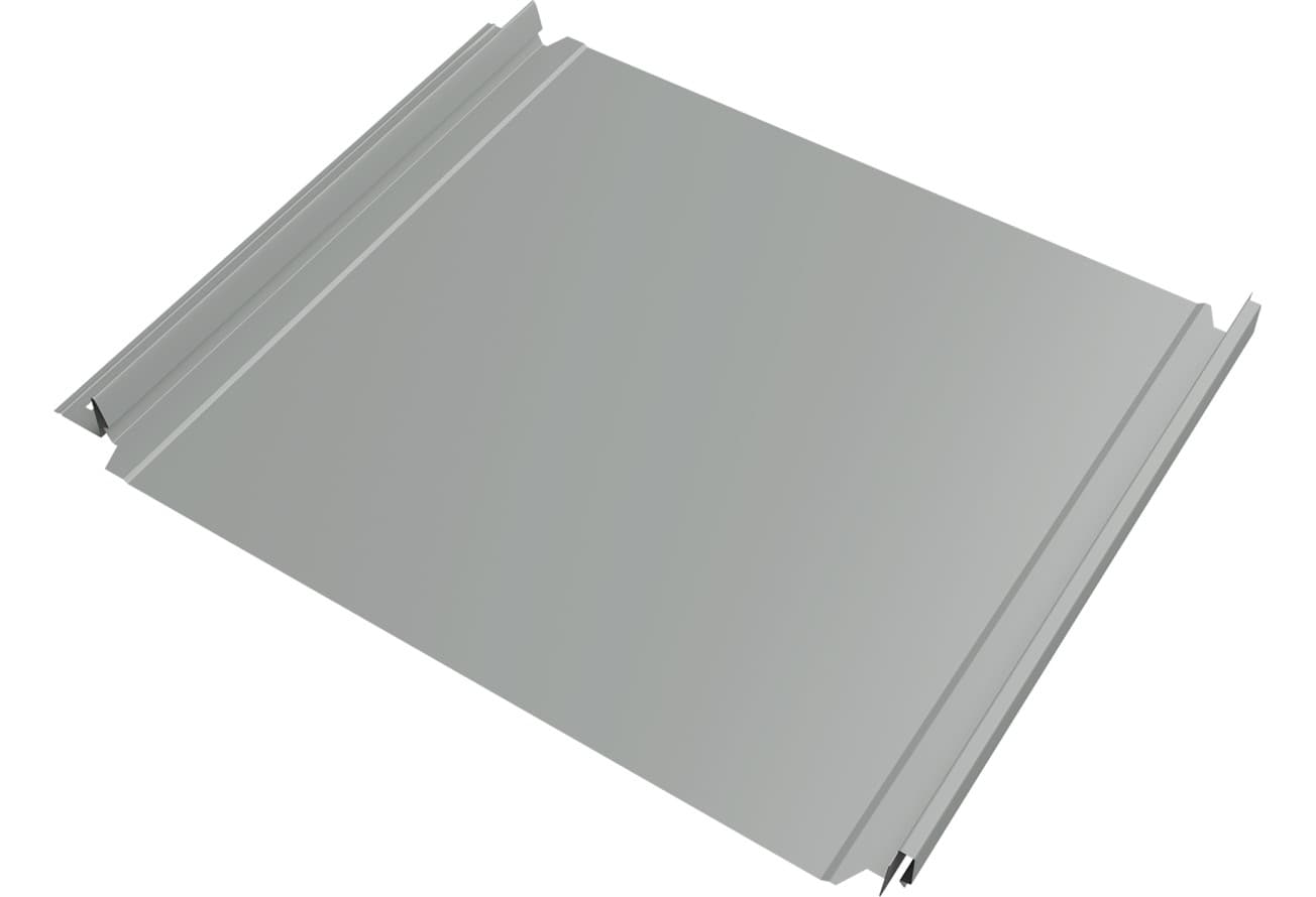 Кликфальц Double Pro Grand Line 0,45 ПЭ с пленкой на замках RAL 9006 бело-алюминиевый