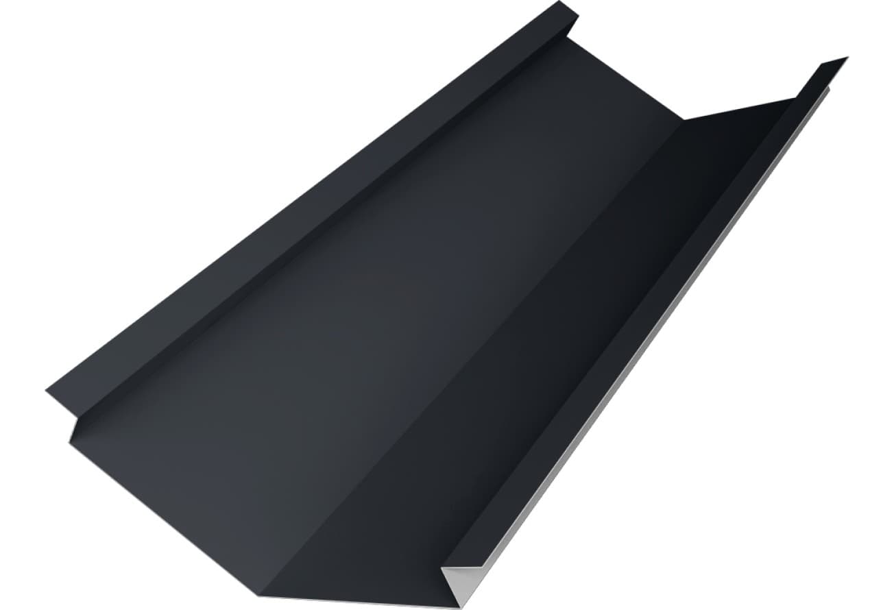 Планка ендовы нижней для композитной черепицы 140х140 Grand Line 0,45 Drap ТХ RAL 7024 мокрый асфальт (3м)