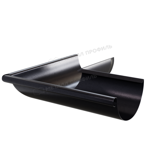 Угол желоба наружный D125 покрытие PURMAN® Black Edition 0.60 мм - RAL 9005, Двустороннее покрытие