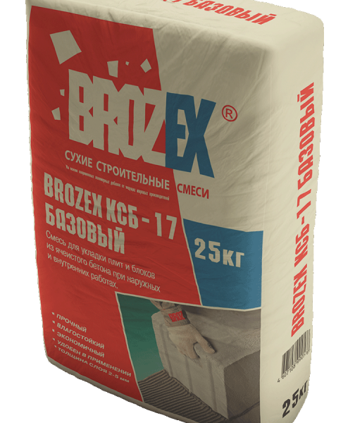 Клей для ячеистых блоков KSB-17 W БЛОК Зимний Brozex 25 кг *1/48