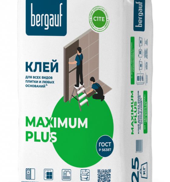 Клей для керамической плитки с макс.свойствами Keramik Maximum Plus 25 кг Bergauf *1/56 (50341)