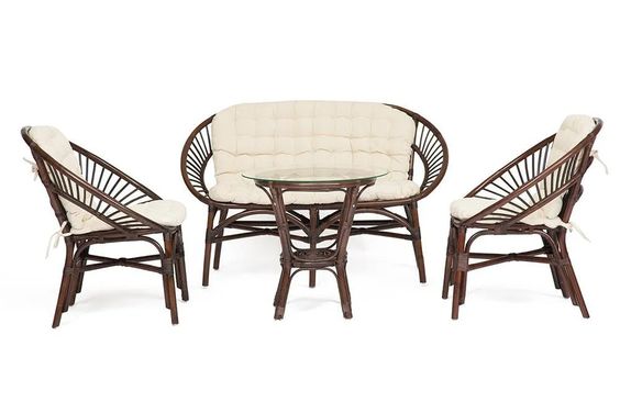 Комплект для отдыха «Туркей» (Turkey) (диван + 2 кресла + стол со стеклом ) /с подушками/